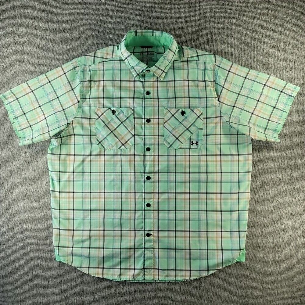 Under Armour Chesapeake Shirt Mens XL Green Plaid Vented HeatGear Fishing S
